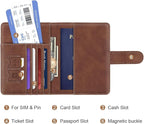 Passport Holder Wallet Cover Personalized Letter A-Z Travel Wallet RFID Blocking Passport Cover Wallet Case for Travel Passport Book Holders for Women and Men, Brown-V