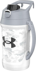 Under Armour Insulated Water Bottle with Handle & Fence Hook, Half Gallon Sports Water Jug, Leak-Resistant & BPA-Free for Baseball, Football & Gym - White Woodland, 64oz