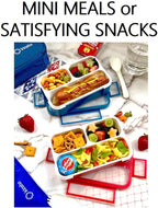 Small Snack Containers for Kids Toddlers - 3 Compartments (Set of 2) - Leak-Proof Boxes with Lids - BPA-Free Plastic Mini Bento Lunch Box - Ideal for School & Daycare, Holds 2 Cups (Red + Navy Blue)