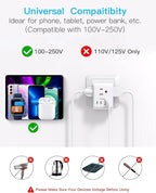 2 Pack Germany France Travel Plug Adapter, Type E/F Power Plug Adapter with 3 Outlets 4 USB Charging Ports(2 USB C), Travel Essentials US to Europe France Germany South Korea Netherlands Spain