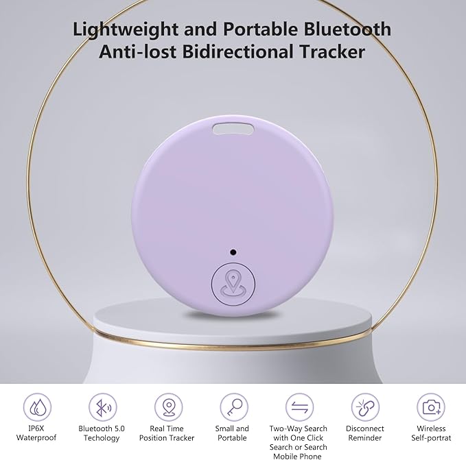 Aircawin GPS Tracker Case,Key Item Finder Locator,No Monthly Fee App for iOS/Android 2023 Latest,Portable Anti-Lost Bluetooth Mini Tag Item Tracker for Luggages/Kids/Pets/Phone/Wallet/Bag-1Pcs-Purple