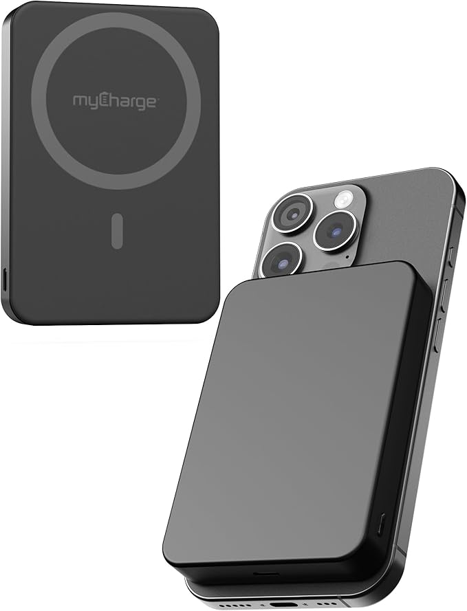 myCharge CliqAir 10000mAh Magnetic Power Bank – Ultra-Thin 0.5" Design | 15W Fast Wireless Charging | 20W PD USB-C Port | Powerful Magnetic Hold | Perfect for Travel, Work, or Everyday Use | Black