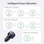 Car Charger for iPhone 17/17 Pro Max USB C Fast Charger,2Pack 90W 3-Port Charger Adapter for iPhone 16/16 Plus/16 Pro/16 Pro Max/15/14/Pro Max/AirPods4/ iPad Pro/Mini, (USB C to C Cable)
