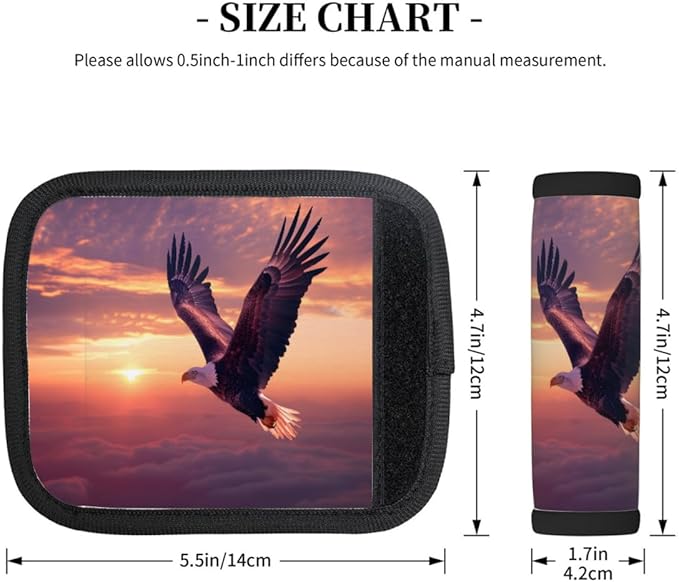 Animal Eagle Sky 2 Pack Luggage Handle Wrap Set of Neoprene Luggage Tags for Suitcases Bag Strap Wrap Cover Travel Airplane Accessories Covers Markers Sleeve Grips Identifiers Cruise