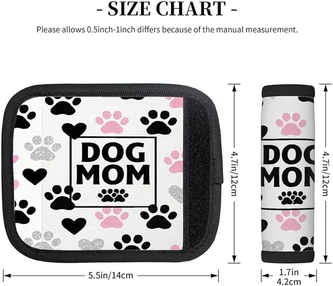 2 Pack Luggage Handle Wrap with Travel Tags - Non-Slip Protective Cover Soft Handle Grips Covers for Suitcase(Dogs Mom)