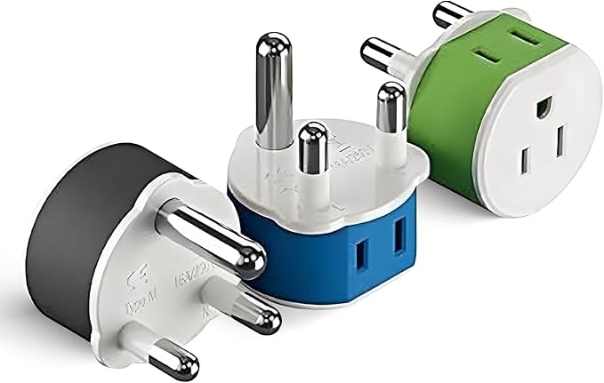 OREI South Africa, Botswana, Namibia Power Plug Adapter with 2 USA Inputs - Travel 3 Pack - Type M (US-10L), Safe Grounded Use with Cell Phones, Laptop, Camera Chargers, CPAP, and More