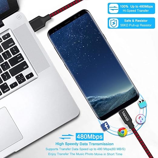 USB to USB C Cable (3Pack 6ft) USB A to Type C Cable Fast Charging Nylon Braided Data Sync Transfer Cord USB C Charger for iPhone 17 Pro Max/17 Air/16e/16 15 Pro/15 Plus/Galaxy S20 S10 Note 20(Red)