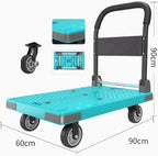Foldable Hand Truck, Platform Dolly with Swivel Wheels, Versatile Flatbed Cart for Office & Moving Use, Design for Easy STO
