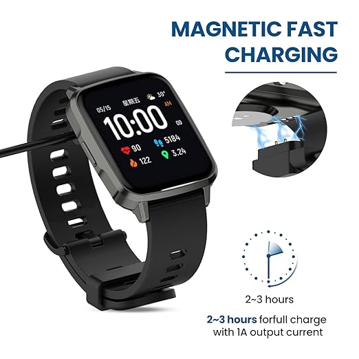 RuenTech Smart Watch Chargers, Magnetic Universal Charger, Charging Pin Spacing 2.54mm/4mm/7.62mm, Compatible for SmartWatch (Black, 2.54mm)