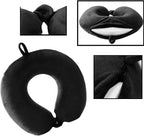 Travel Neck Pillow - 100% Memory Foam Support Pillow for Aiplanes Cars Home Use Office USC and Provides Neck Support (Black)