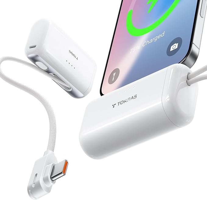 TORRAS Save 20% to Buy Both Together Gray Minimag Power Bank 10000mAh & White Mini Portable Charger 5000mAh