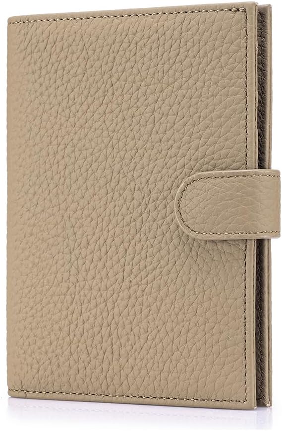 RFID Passport Holder for Women – Slim Leather Travel Wallet with Card Slots, Zipper Coin Pocket & Cash Organizer, Elegant Passport Case Gift for Travel (Apricot Beige)