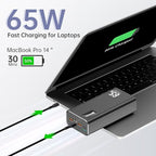 PSOOO Portable Charger 27000mAh 65W PD Fast Charging Power Bank, 3-Port External Battery Pack with LED Flashlight, Compatible with iPhone, Samsung, MacBook, Tablet, Travel & Outdoor Use (Black)