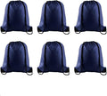 PLULON 6 Pcs Drawstring Bags Bulk Navy Blue Drawstring Backpack String Backpack Cinch Sack Sport Gym Backpack Bags for Yoga Traveling Outdoor Sports
