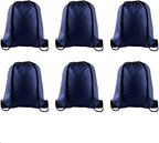 PLULON 6 Pcs Drawstring Bags Bulk Navy Blue Drawstring Backpack String Backpack Cinch Sack Sport Gym Backpack Bags for Yoga Traveling Outdoor Sports