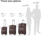 Hanke 24 inch Softside Expandable Luggage with Spinner Wheels, Medium Size Suitcase Checked Luggage Travel Luggage Rolling Suitcase,Coffee