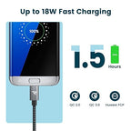 RAMPOW Micro USB Cable [2 Pack/6.6ft], QC 3.0 Fast Charging & Sync Android Charger,Micro USB Cables for Samsung Galaxy S7/S6 and Edge,Note 7/6,Sony,Kindle,PS4,Xbox,Android Devices and More-Space Grey