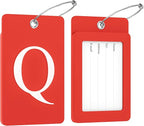 Gostwo 2 Pack Luggage Tags for Suitcases, 26 Initial Letter Travel Luggage Baggage Identification Labels ID Tag Fully Bendable Tags with Stainless Steel Loop (Red) (Letter Q)