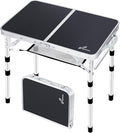 Sportneer Camping Table: Adjustable Height Small Folding Table 23.6" L x 15.7" W 4 Height with Mesh Layer - Compact & Portable Camping Essentials for Outdoor Camp Garden Picnic BBQ Dining Cooking