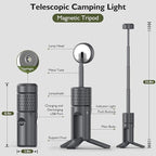 Telescopic Camping Lights,Rechargeable Camping Lantern,Portable Outdoor Tent Light,Hiking,Emergency,Fishing,Camping Essentials,IP54 Waterproof（Gray）
