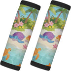 2 Pack Luggage Handle Wrap with Travel Tags - Non-Slip Protective Cover Soft Handle Grips Covers for Suitcase(Island Turtles)