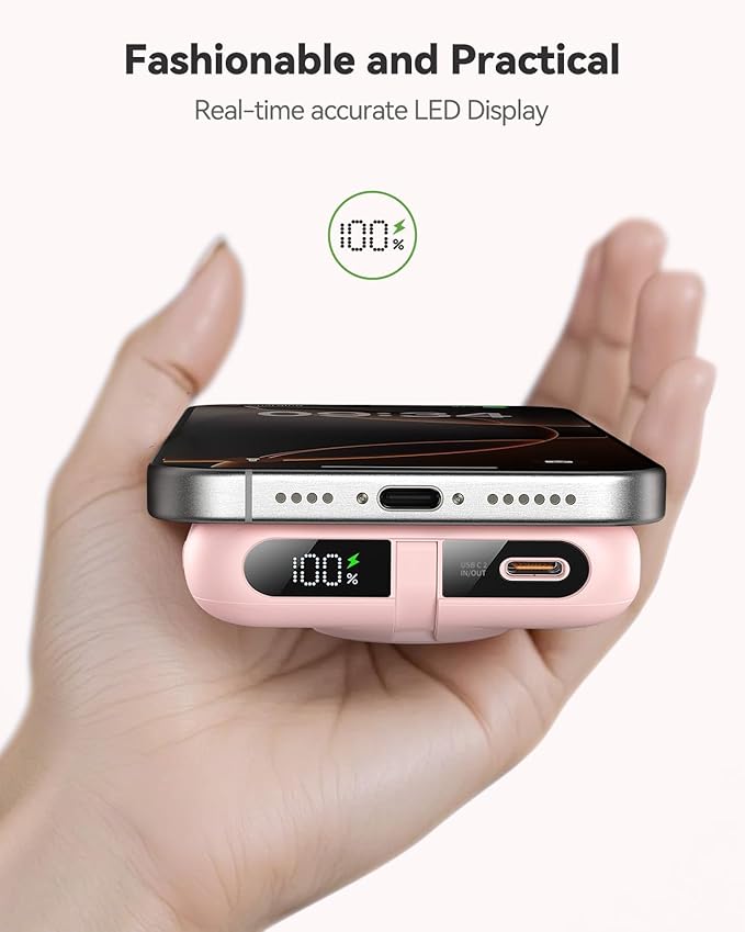 Magnetic Portable Charger for iPhone and Apple Watch, 10000mAh Wireless Power Bank PD 20W USB-C Fast Charging Battery Pack with Stand for iPhone Air/ 17/16/15/14/13/12 Pro Max、iWatch 11-1/SE/Ultra 3-1