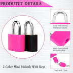 2 Pcs Small Locks with Keys,Multicolor Mini Key Locks, Plastic-Covered Copper Keyed Padlock for Luggage, Backpack, Gym Locker, Suitcase, Boxes