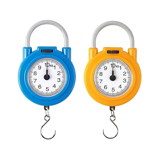 Luggage Weight Scale, 10kg Portable Mechanical Hanging/Fish/Luggage/Kitchen with Hanging Hook Household Multipurpose Scale,for Travel(Blue)
