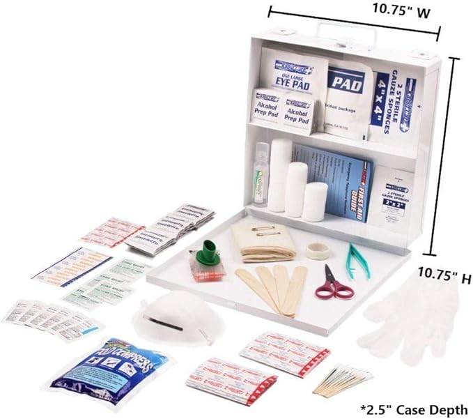 Rapid Care First Aid RC-50MAN-M 50 Person 233 Piece ANSI/OSHA Compliant Emergency First Aid Kit in Wall Mountable Metal Case