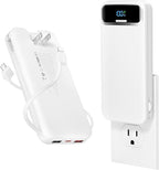 12000mAh Lightweight-Portable-Charger-Power-Bank with Built-in Cables and AC Wall Plug, PD20W USB-C Fast Charging Battery Pack, LED Display External Travel Phone Charger for All iPhone,Samsung,Android