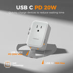 Universal Travel Adapter 20W, TESSAN Ultra Slim International Power Adapter with 2 USB-C 1 USB-A, Travel Plug Adaptor Worldwide for US to European UK Spain Italy England New Zealand (Type C G A I)