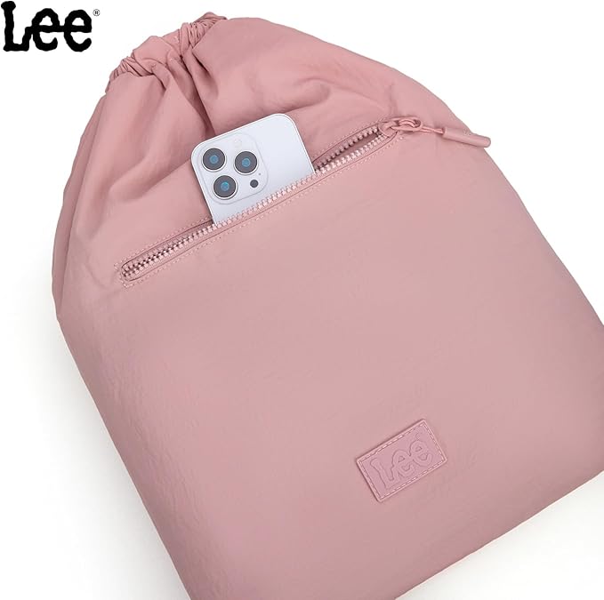 Lee Drawstring Backpack Bag Lightweight Small Gym Swim Beach Bag Water Resistant Sports Sackpack for Men Women, LEE48-002DPK