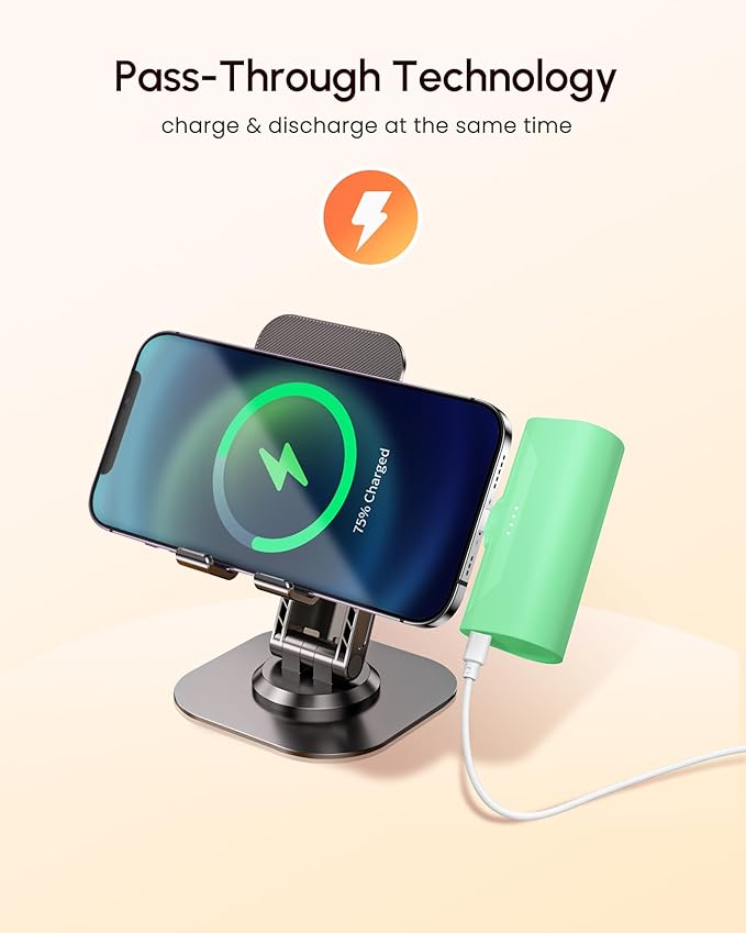 Lightweight Green Portable Battery Pack Charger for iPhone 14 Pro Max, 4800mah Power Bank Compatible with iPhone 12 Pro, Compact Mobile Charger for iPhone XS/XR/SE/6S/7/8/11 Series