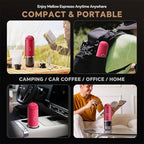 Portable Electric Espresso Machine, Travel Coffee Maker for Camping, On the Go Car Coffee Maker Self-Heating with USB-C, With Ground Coffee & N Espresso Capsule for RV/Hiking/Office, Red