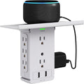 Socket Wall Shelf-CFMASTER 10 Port Surge Protector Wall Outlet, 8 Electrical Outlet Extenders and 2 USB Ports 2.4A, with Removable Built-In Shelf, FCC Listed (1, Gray)…