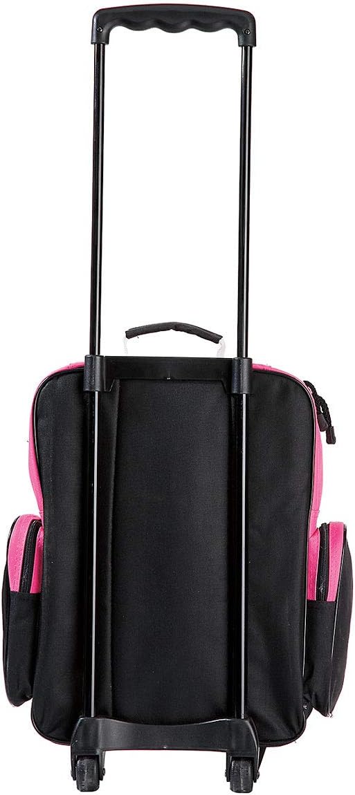 Lillian Vernon Personalized Rolling Luggage for Kids, 5-Pocket Hot Pink & Zebra Print Design Suitcase Set With Clip-On Pouch, Customizable Girls Travel Carrier on Wheels, 5.5" W x 12" L x 18" H