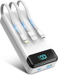 Portable Charger 40000mAh Power Bank - PD 22.5W Fast Charging Battery Pack, Built-in Cable Phone Charger 4 Output 3 Input, Compatible with iPhone 17 16 15 14 Android Samsung