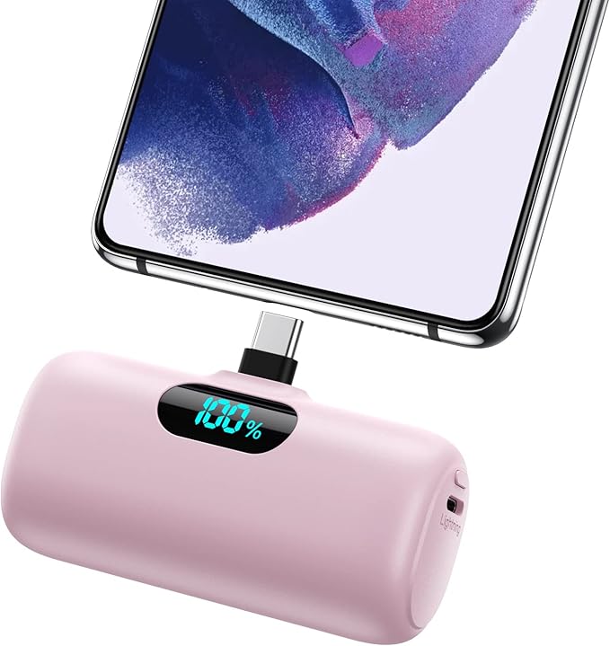[2-Pack] Mini Portable Charger 5000mAh Power Bank,3A PD USB C Cell Phone Portable Power, LCD Display Battery Pack Compatible with iPhone 17/17 Air/16/16 pro/15/15 pro Max/Android/Samsung/Moto/LG etc