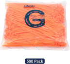 XINGO 8 Inch Cable Zip Ties (500 Pack), 40 Lbs Tensile Strength-Heavy Duty, Self-Locking Nylon Plastic Nylon Wire Ties for indoor and outdoor use(Orange)