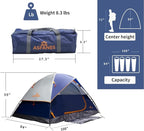ASFANES Sundome Camping Tent with Rainfly, 2/4/6/10 Person Tent Sets Up in 10 Mins, Weatherproof Shelter for Camping, Festivals, Backyard, Sleepovers, & More
