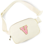Gitus Personalized Gifts Birthday Gifts for Girls Fanny Pack Cross Body Bags with Initial Letter Preppy Stuff Gifts for Her Girlfriend Wife Sister Friends Mom (Ivory-V)