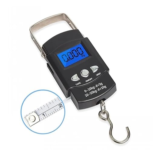 Luggage Weight Scale, Multifunctional Mini 50kg10g Electronic Fishing Luggage Portable Digital Handheld Weight Hook Scale Tool with Ruler Outdoor,for Travel