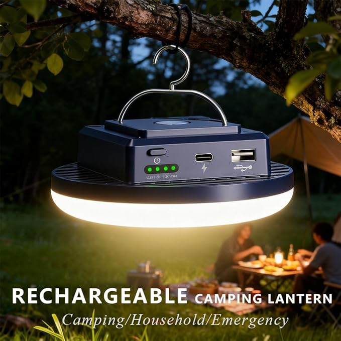 Camping Lights Tent Light 4500 Lumens 45W Rechargeable LED Lantern Magnetic Hanging, Portable USB Outdoor Canopy, Emergency Lights for Home, Lanterns for Power Outages, Ice Shanty Lights（2pcs）