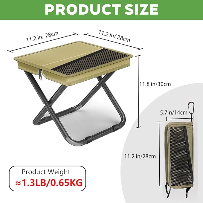 2-in-1 Collapsible Camping Stool & Sling Bag / 220LB Load Capacity Folding Portable Fishing Stool/Collapsible Stool for Camping, Hiking, Fishing, Gardening & Beach Outdoor Activities