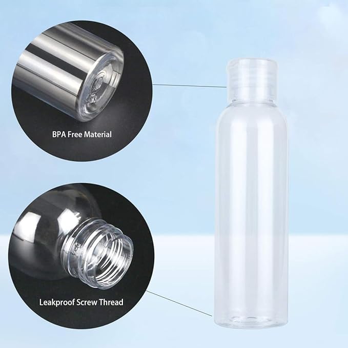 OUNONA 6pcs 120ml Flip-top Travel Bottles Refillable Toiletries Containers for Shampoo Lotion Cosmetic Dispenser Lightweight Portable