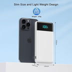 Portable Charger with Built in Cables and Wall Plug, 13800mAh USB C Fast Charging Power Bank for Travel Essentials, LED Display Battery Pack Compatible with iPhones, iPad, Samsung More Devices(White)