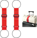 Multi Use Strong Adjustable Luggage Connector Straps for Suitcases,2 Pack Flexible Luggage Accessories Elastic Fastening Bag Strap (Red)