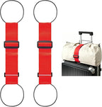 Multi Use Strong Adjustable Luggage Connector Straps for Suitcases,2 Pack Flexible Luggage Accessories Elastic Fastening Bag Strap (Red)