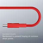 Beats USB-C to USB-C Woven Cable Fast Charging Durable/Tangle-Free Compatible Charger for Apple & Android Devices (1.5 m, 5 ft) - Rapid Red