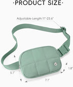 WESTBRONCO Puffer Fanny Packs for Women Quilted Nylon Waterproof Belt Bag with 2 Zipper, Puffy Crossbody Bag with Adjustable Strap, 1L Waist Bag for Travel Daily